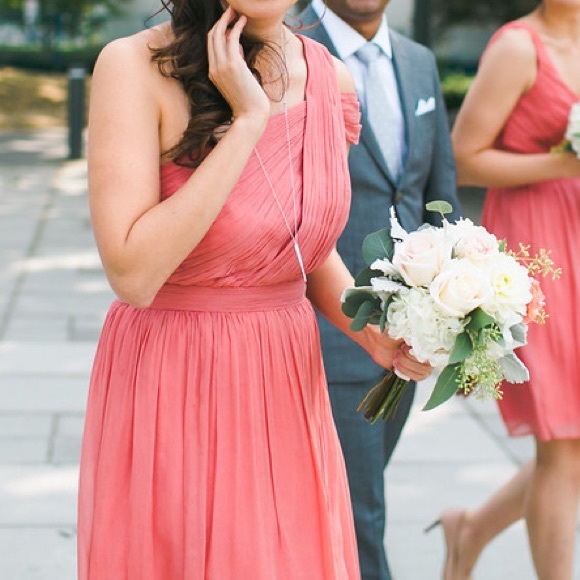 J. Crew Coral Chiffon Knee Length Dresses - Picture 1 of 2